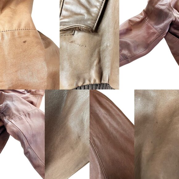 Abercrombie & Fitch Vintage 80s Leather Bomber Jacket Men’s Large Dark Camel - Picture 6 of 9